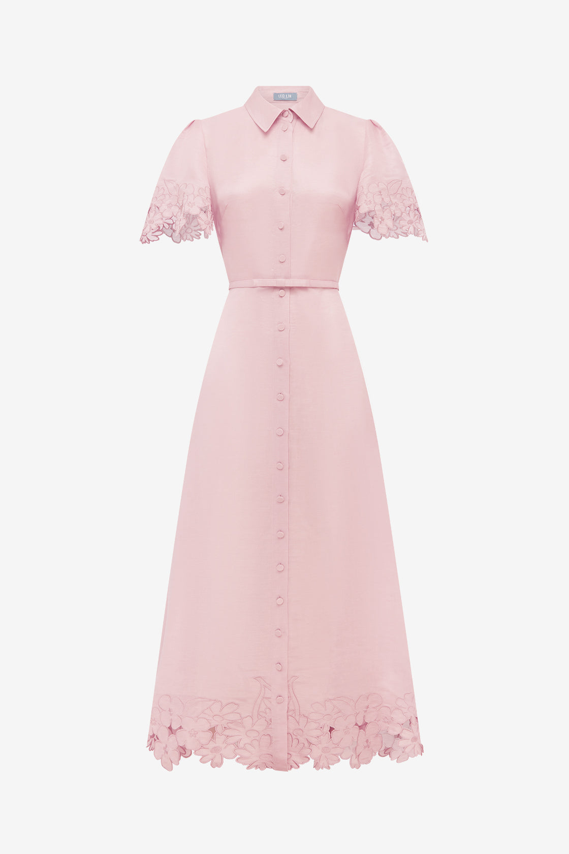 Bianca Applique Short Sleeve Midi Dress - Rose Dress Midi