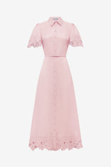 Bianca Applique Short Sleeve Midi Dress - Rose Dress Midi