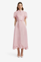 Bianca Applique Short Sleeve Midi Dress - Rose Dress Midi