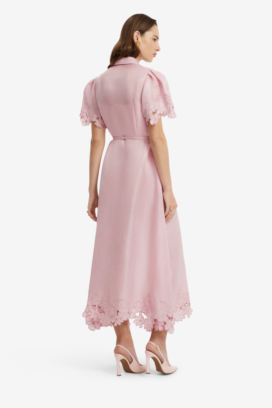 Bianca Applique Short Sleeve Midi Dress - Rose Dress Midi