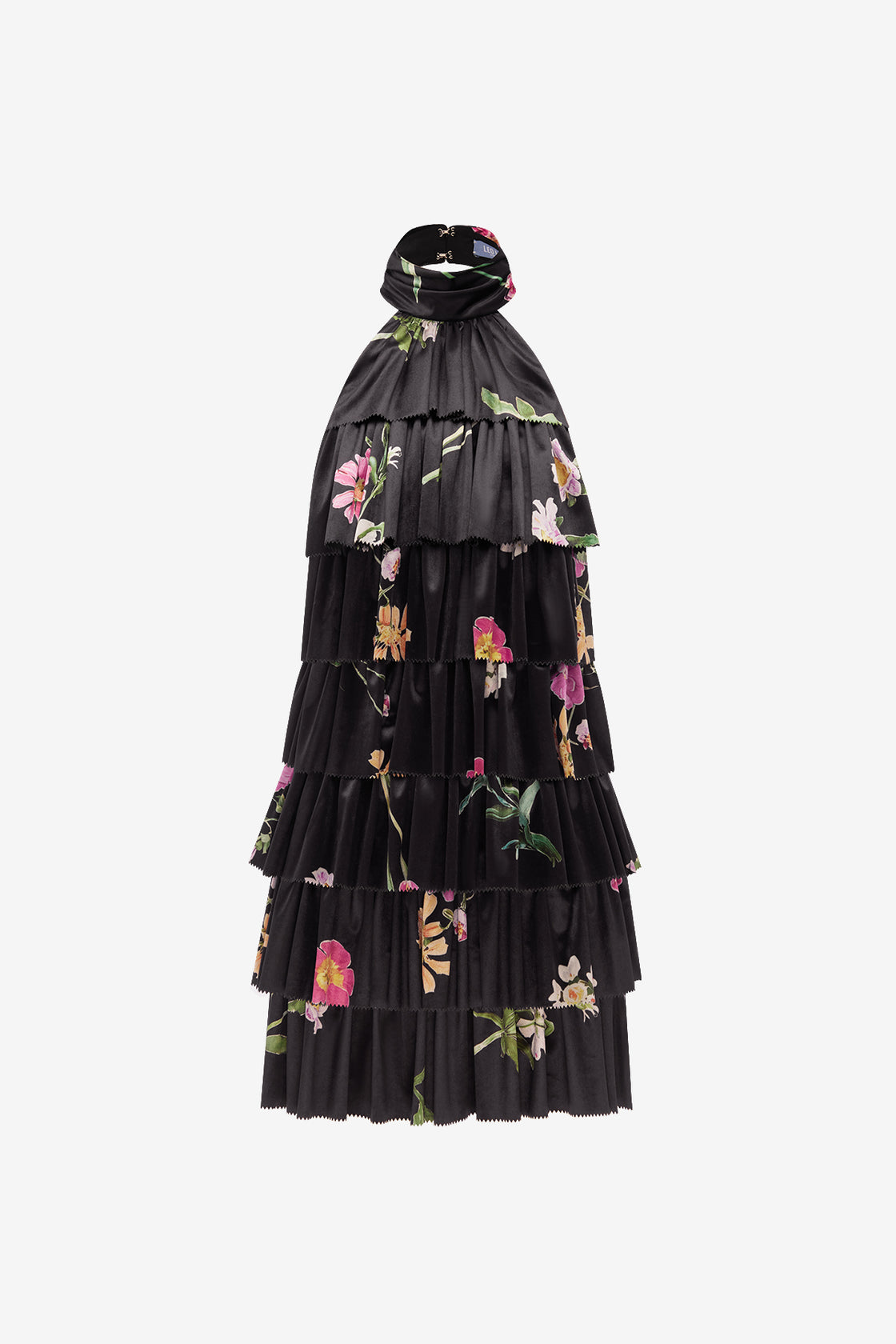 Elodie Velvet Tiered Mini Dress - Meadow Mist in Ebony Dress Mini