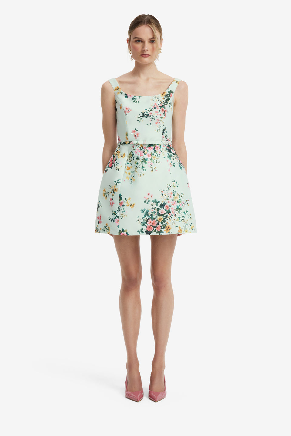 Lyra Mini Dress - Posy Print in Mint Dress Mini