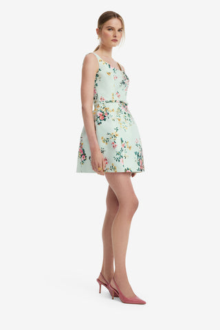 Lyra Mini Dress - Posy Print in Mint Dress Mini