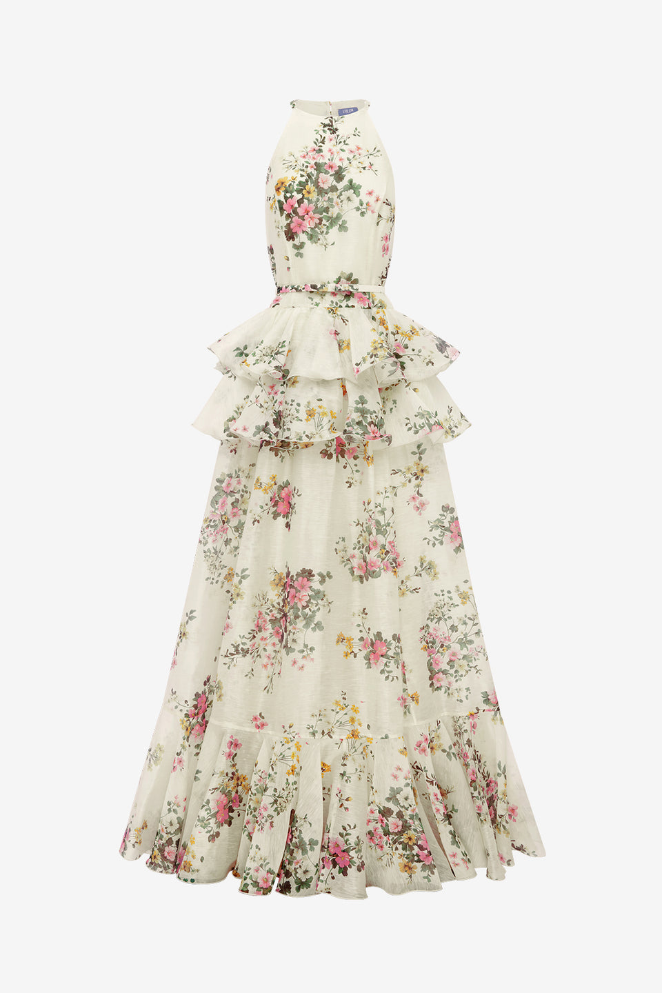 Senna Halterneck Maxi Dress - Posy Print in Snow Dress Maxi