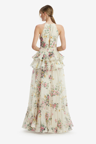 Senna Halterneck Maxi Dress - Posy Print in Snow Dress Maxi
