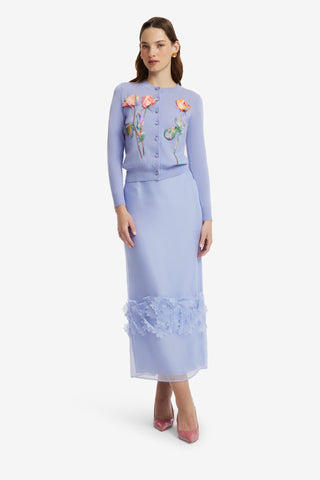 Claire Embroidered Knit Cardigan - Rose in Periwinkle Tops