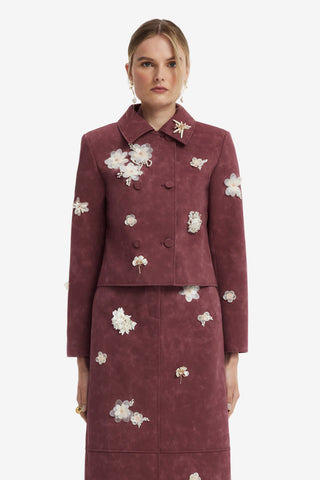 Vienna Embellished Vegan Suede Jacket - Mahogany Jacket