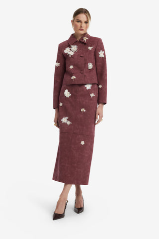 Vienna Embellished Vegan Suede Jacket - Mahogany Jacket