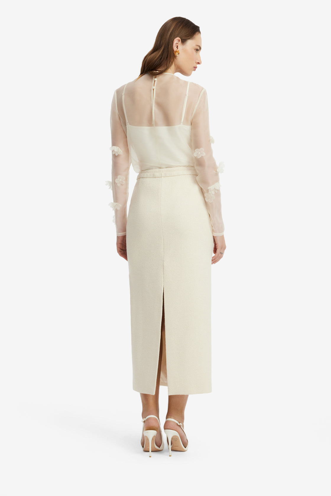 Saskia Applique Tweed Maxi Skirt - Snow Skirts