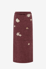 Saskia Embellished Vegan Suede Maxi Skirt - Mahogany Skirts