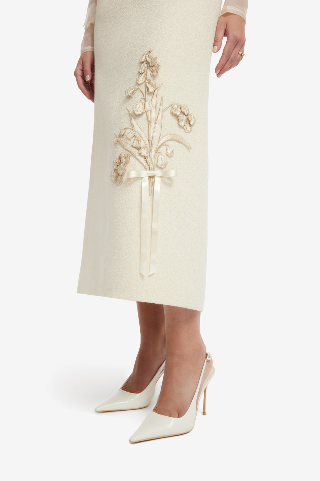 Saskia Applique Tweed Maxi Skirt - Snow Skirts