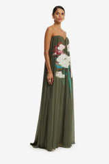Dahlia Gown - Reverie Print in Olive Dress Maxi