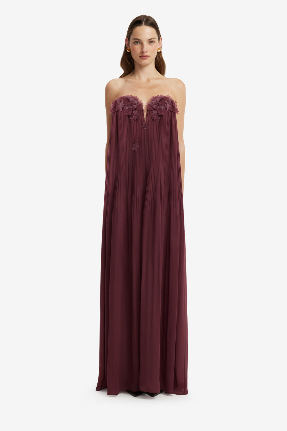 Dahlia Petal Gown - Mahogany Dress Maxi
