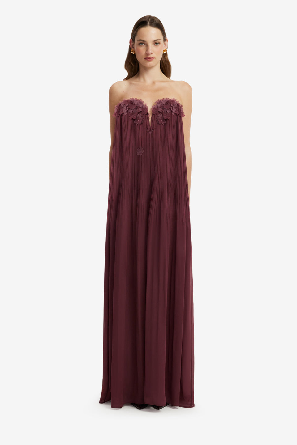Dahlia Petal Gown - Mahogany Dress Maxi