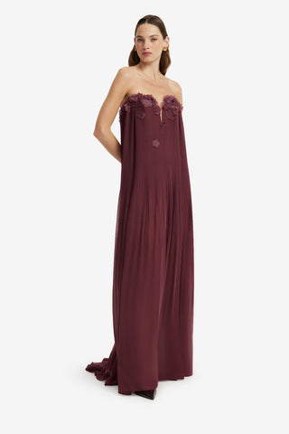 Dahlia Petal Gown - Mahogany Dress Maxi