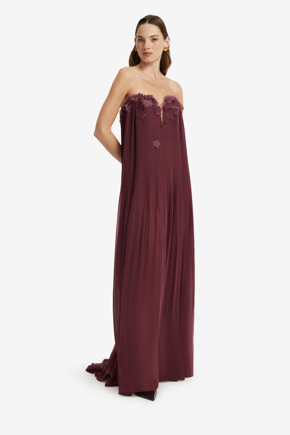 Dahlia Petal Gown - Mahogany Dress Maxi
