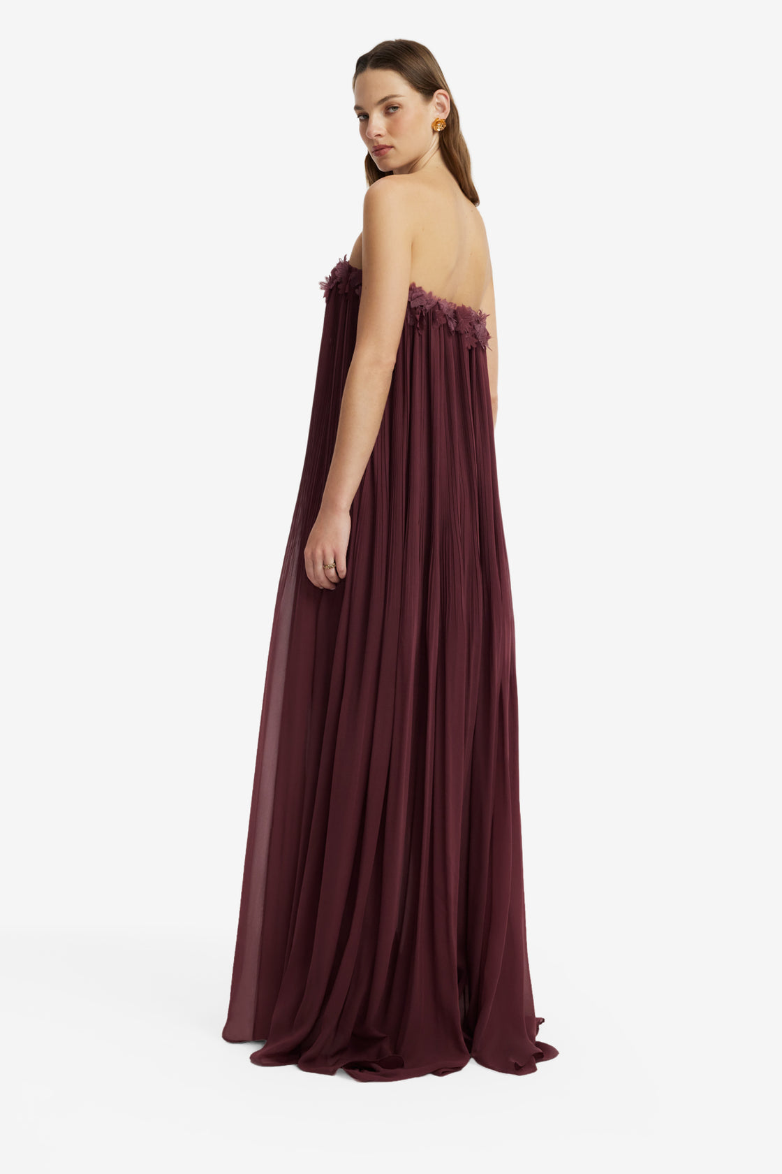 Dahlia Petal Gown - Mahogany Dress Maxi