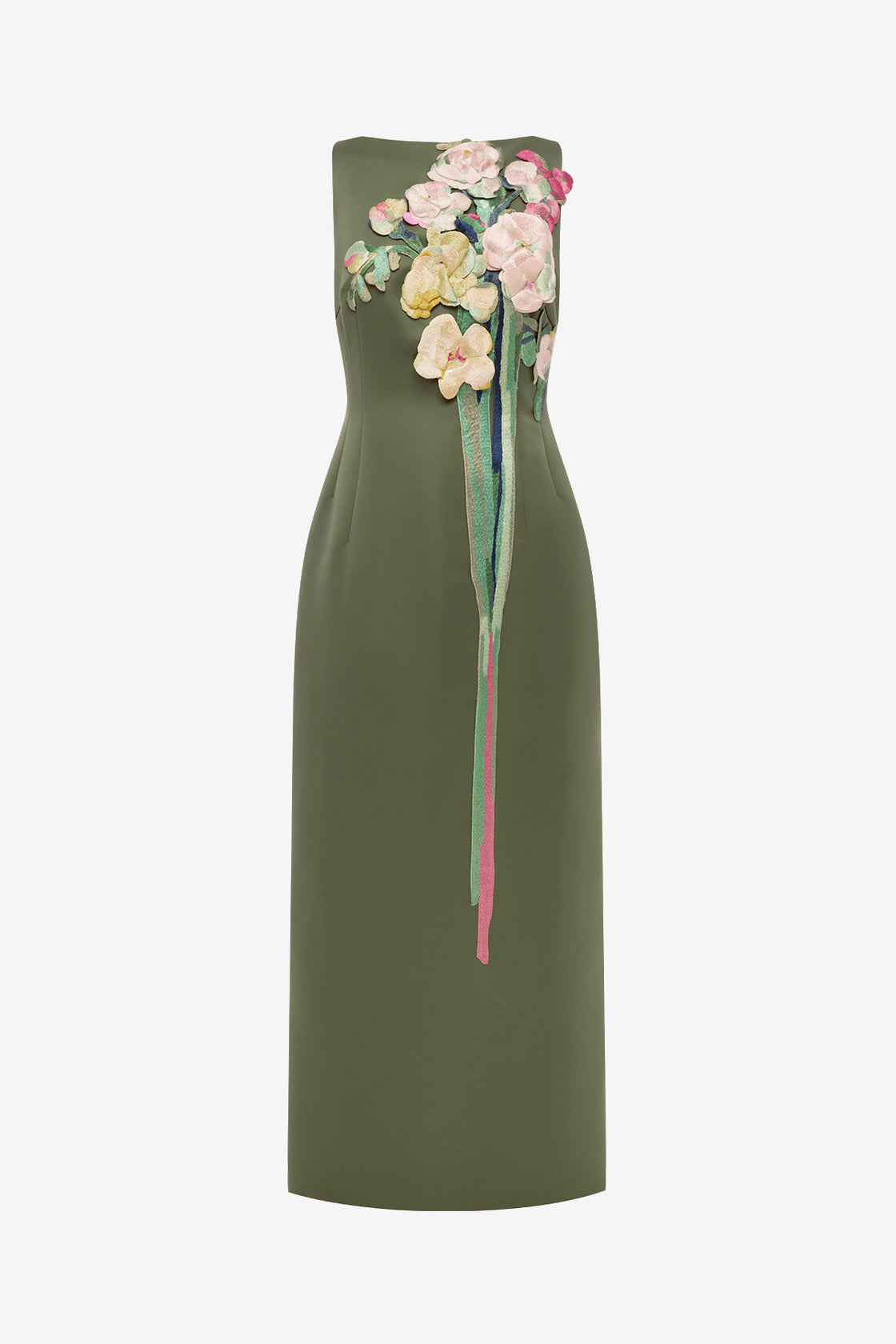Althea Embroidered Maxi Dress - Reverie Print in Olive Dress Maxi