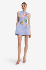 Ali Embroidered Boat Neck Mini Dress - Rose in Periwinkle Dress Mini