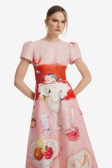 Marguerite Short Sleeve Midi Dress - Aperitivo Print Dress Midi