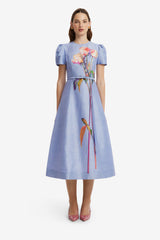 Marguerite Short Sleeve Midi Dress - Rose in Periwinkle Dress Midi