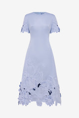 Caroline Applique Short Sleeve Midi Dress - Periwinkle Dress Midi