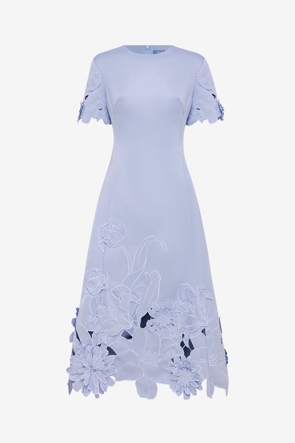 Caroline Applique Short Sleeve Midi Dress - Periwinkle Dress Midi
