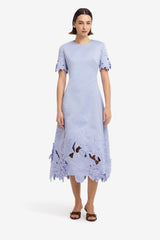 Caroline Applique Short Sleeve Midi Dress - Periwinkle Dress Midi