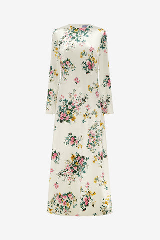 Cassandra Velvet Maxi Dress - Posy Print in Snow Dress Maxi