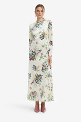 Cassandra Velvet Maxi Dress - Posy Print in Snow Dress Maxi