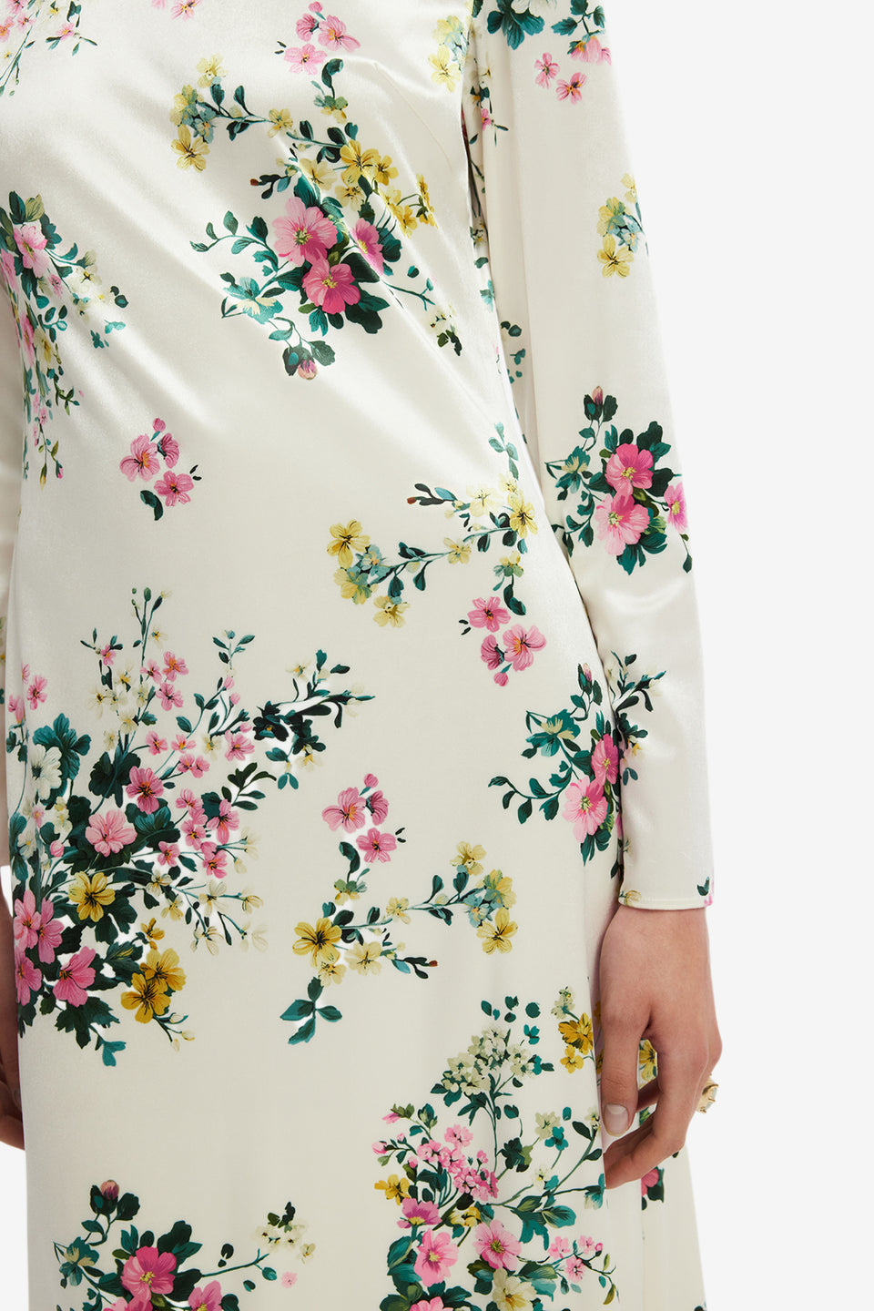 Cassandra Velvet Maxi Dress - Posy Print in Snow Dress Maxi