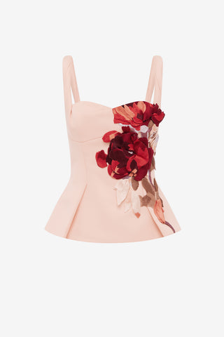 Georgia Embroidered Top - Reverie Print in Nectar Tops