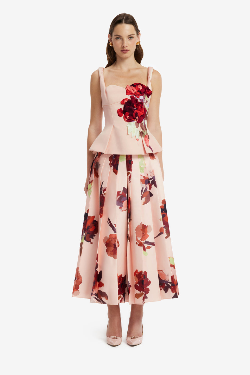 June Pleated Maxi Skirt - Reverie Print in Nectar Skirts