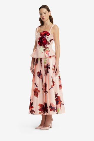 June Pleated Maxi Skirt - Reverie Print in Nectar Skirts