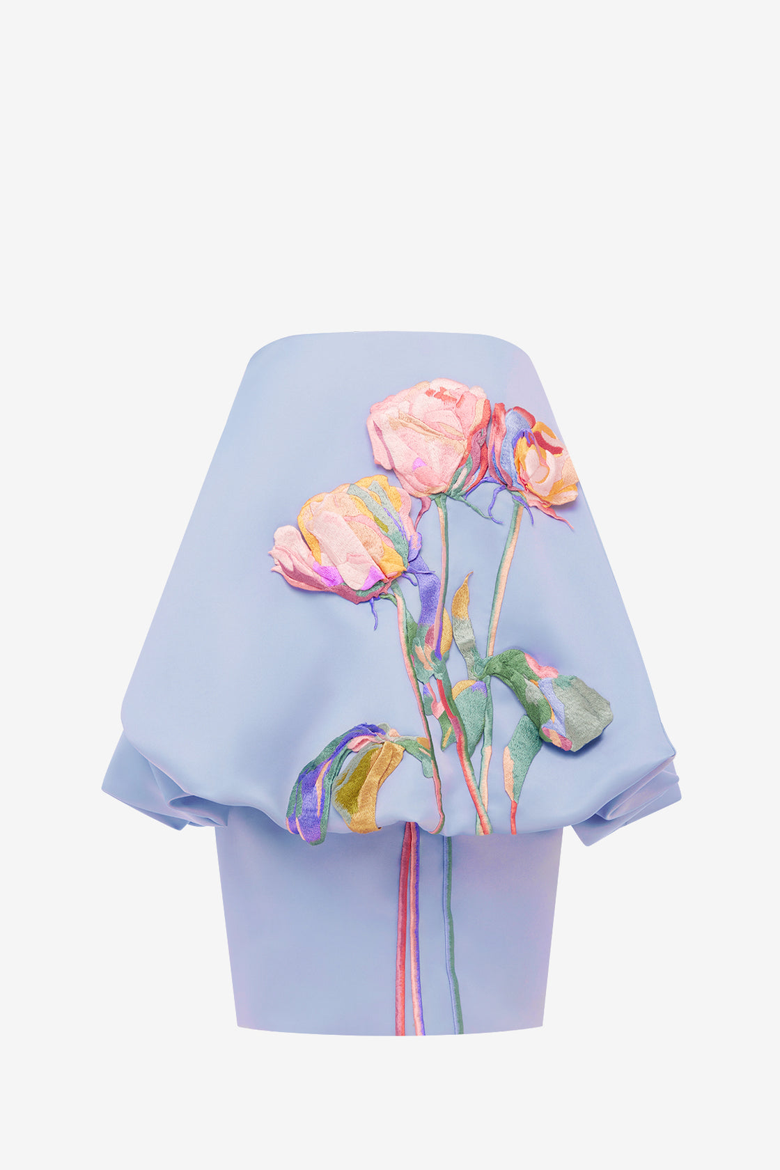 Eiza Embroidered Bustier Bubble Mini Dress - Rose in Periwinkle Dress Mini