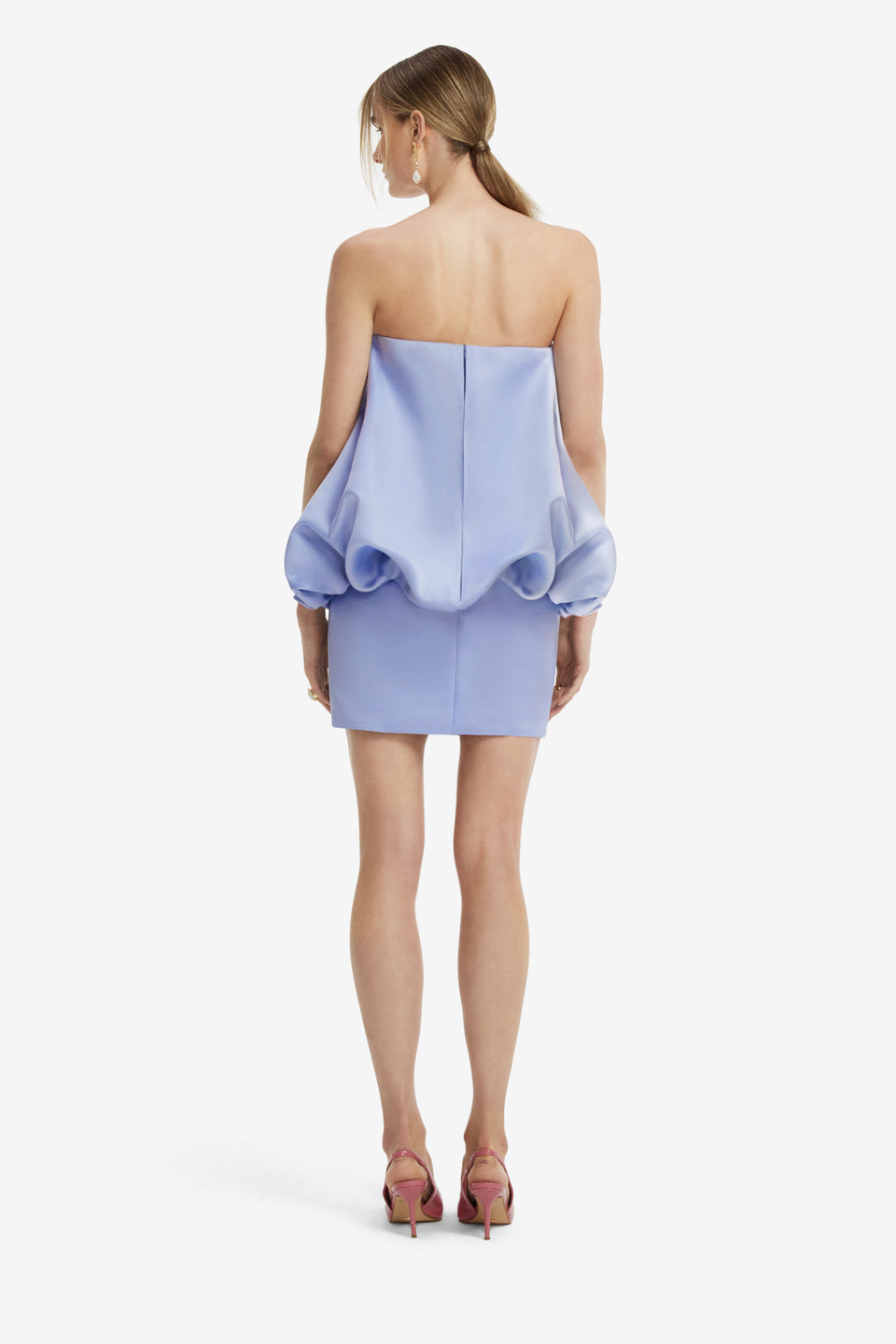 Eiza Embroidered Bustier Bubble Mini Dress - Rose in Periwinkle Dress Mini
