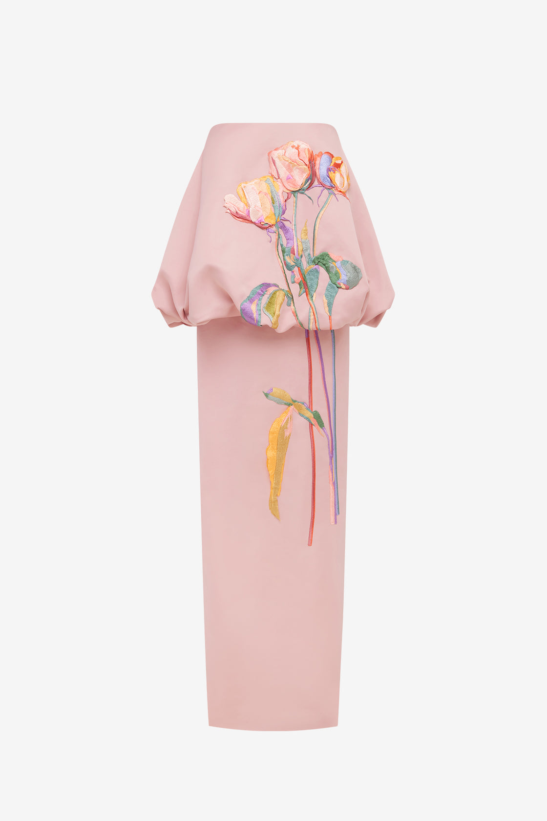 Paloma Embroidered Bustier Bubble Maxi Dress - Rose Dress Maxi