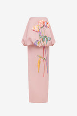 Paloma Embroidered Bustier Bubble Maxi Dress - Rose Dress Maxi