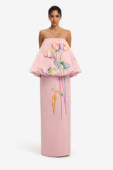 Paloma Embroidered Bustier Bubble Maxi Dress - Rose Dress Maxi