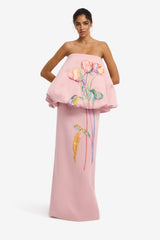 Paloma Embroidered Bustier Bubble Maxi Dress - Rose Dress Maxi