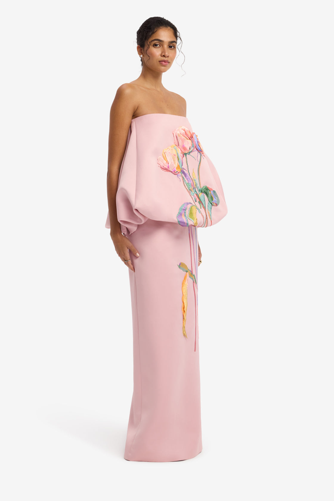 Paloma Embroidered Bustier Bubble Maxi Dress - Rose Dress Maxi