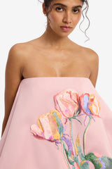 Paloma Embroidered Bustier Bubble Maxi Dress - Rose Dress Maxi