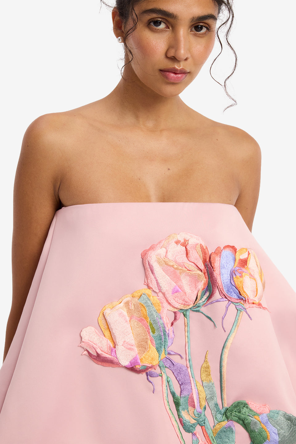 Paloma Embroidered Bustier Bubble Maxi Dress - Rose Dress Maxi
