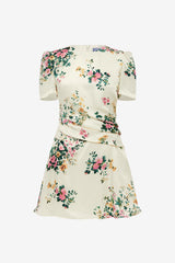 Elyse Short Sleeve Mini Dress - Posy Print in Snow Dress Mini