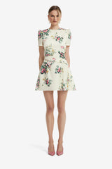 Elyse Short Sleeve Mini Dress - Posy Print in Snow Dress Mini