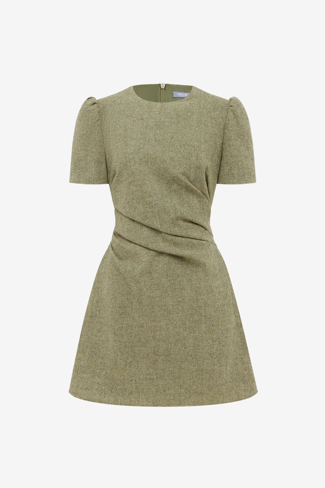Elyse Wool Short Sleeve Mini Dress - Olive Dress Mini