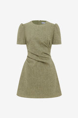 Elyse Wool Short Sleeve Mini Dress - Olive Dress Mini