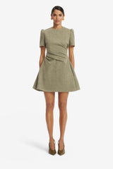 Elyse Wool Short Sleeve Mini Dress - Olive Dress Mini