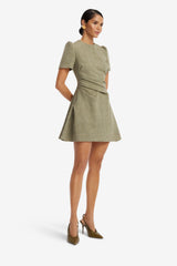 Elyse Wool Short Sleeve Mini Dress - Olive Dress Mini
