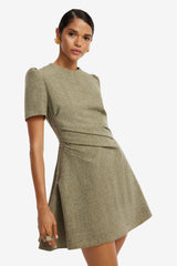 Elyse Wool Short Sleeve Mini Dress - Olive Dress Mini